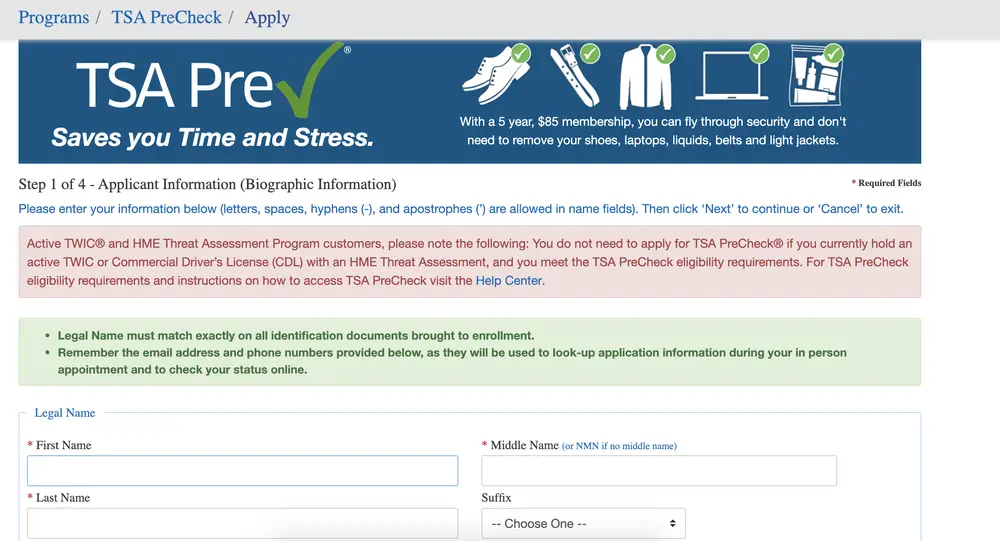 how to apply for tsa precheck